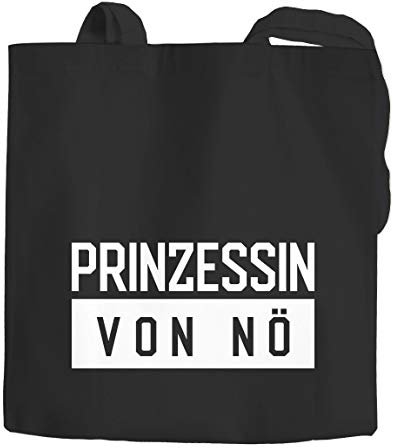 MoonWorks Jutebeutel Prinzessin von nö Spruch Stoffbeutel Tragetasche schwarz 2 lange Henkel