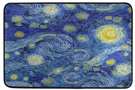Use7 Vinatge Van Gogh Fußmatte mit Ölgemälde Sternennacht, für Innen- und Außenbereich, Fußmatte, 60 x 40 cm