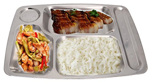 Bandeja para almuerzo, plato de comida de 4/5/6 secciones, contenedor dividido de acero inoxidable