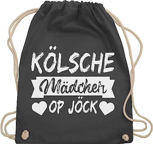 Turnbeutel Rucksack - & Fasching - Taschen - Kölsche Mädcher op Jöck I Köln Karneval I - Unisize - Dunkelgrau - geschenk karnevalsbeutel faschings koeln beutel mädche karnevalstasche karnevals