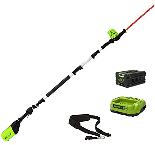 Greenworks Tools 80V 51cm Taille-haie télescopique sans Fil avec Batterie et Chargeur, 400W, Vitesse de Coupe 3000 TR/Min, Hauteur de Travail 2,2 m, tête de Coupe pivotante