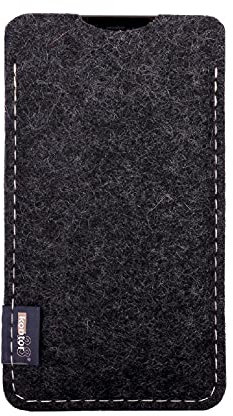 kontor28-Smartphone Hülle, Tasche passend für Apple iPhone 13/13 Pro, Slim-Fit Sleeve aus 100% Natur-Filz Oeko-TEX Standard 100. Handgefertigt Made in Bayern, anthrazit grau dunkelgrau