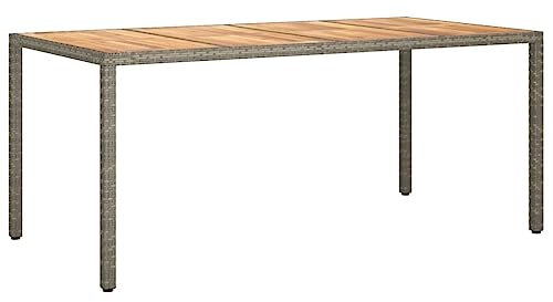 vidaXL Akazienholz Gartentisch Esstisch Terrassentisch Gartenmöbel Balkontisch Outdoor Tisch Außentisch 190x90x75cm Poly Rattan Grau
