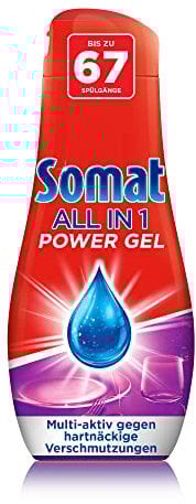 Somat All in 1 Power Gel (67 Spülgänge), Geschirrspülmittel für den Geschirrreiniger, sofort auflösend für 0 % Rückstände, sogar im Kurzprogramm, 100 % recyceltes Plastik