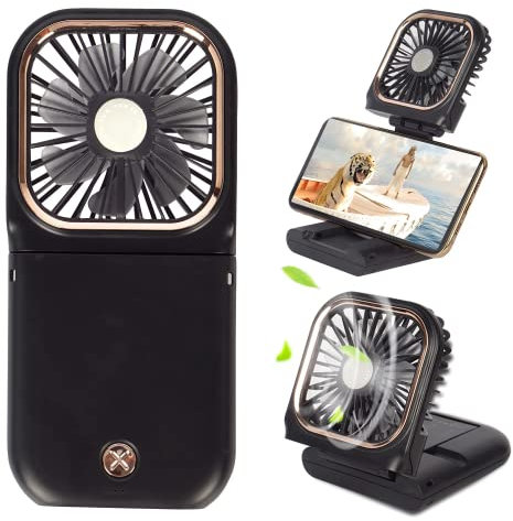 FADACHY Handheld Fan, Portable Fans with 3 Speeds,3000 mAh Wireless USB Rechargeable Power Bank Mini Personal Fan,Foldable Hanging Cooling Neck Fan