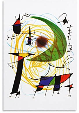 Joan Miro Surrealismus, Kunstdruck, Motiv The Green Moon von Joan Miro Surrealismus, moderne Dekoration, Art-Deco, modische Pop-Art, 30 x 45 cm