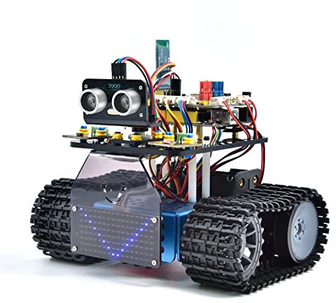 KEYESTUDIO Robot Tank Kit kompatibel mit Arduino IDE, elektronisch programmierbarer STEM-Roboter-DIY-Kit, Programmieren Lernen mit Scratch/Arduino für Jugendliche Erwachsene