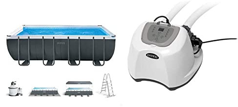 Intex 26356NP Piscina Desmontable Rectangular Ultra XTR Frame 549x274x132 + Depuradora, Multicolor + 26668-SISTEMA CLORACION Salina Krystal Clear C/E.C.O-