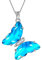 Aurora Tears Blaue Schmetterlings-Herz-Halskette Frauen 925 Sterlingsilber Tierschmetterlinge März erstellt Aquamarin Geburtsstein Kristall Hochzeit Schmuck DP0311M