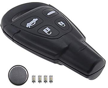 OTOTEC Schlüsselgehäuse-Reparaturset, kompatibel mit SAAB 9–3 2003–201, 9–5 2003–2011 Funkschlüssel – 4 Tasten (ungeschliffene Klinge)