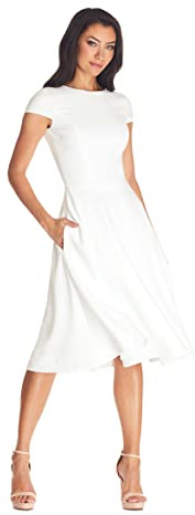 Dress the Population Women's Livia Midi High Dress, Ivory, Small