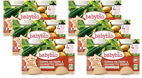 Babybio - Petits pots - Pomme de terre Courgette zébrée - BIO - 4+ mois - 2x130g - Lot de 6