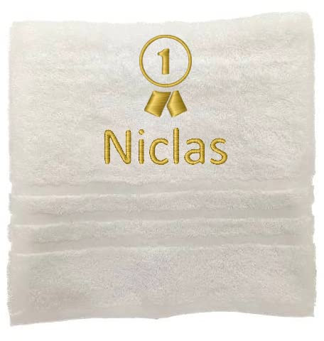 Personalisiertes Handtuch mit Namen Schön gestickter Sport Name Handbadetuch 100% Baumwollhandtuch Sportliche Motive Personalized Custom Towel with Name (100 x 50 cm, Gewinner)