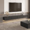 POVISON TV Schrank schwebend 240cm schwarz modern Eichenoptik aus Massivholz mit 4 Schubladen, TV Lowboard hängend mit Kabelmanagement hochwertig, Komplettmöbel mit Stauraum für Wohnzimmer
