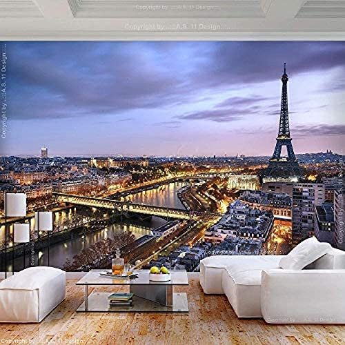 Effet Photo Papier Peint Paris Ville Murale Papier Peint Peinture Murale Membrane Auto-Adhésive Tour Eiffel Fr Papier Peint 3D Salon Tv Salle De Séjour Chambre À Coucher Mural Enfant-350cm×256cm