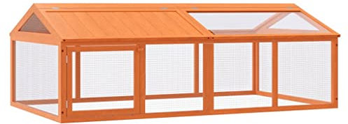 vidaXL Freilaufgehege, Kleintiergehege mit Klappdach Seitentür, Haustier Laufstall für Hasen Kätzchen Welpen, Kleintierstall Freigehege, Braun Massivholz Kiefer