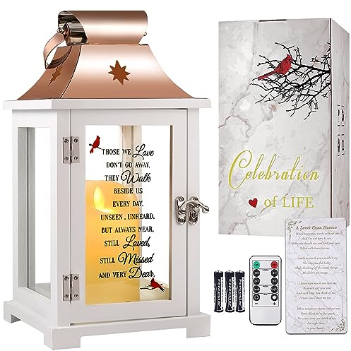 Memorial Lantern, Sympathy Gifts for Loss of Mom/Dad/Loved One, Bereavement Gifts, in Memory of Loved One Lantern,Celebration of Life, Memorial Gifts, Funeral Lantern,Those WE Love Don't GO Away