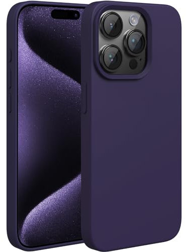 dasfork Cover Silicone per iPhone 15 Pro 6,1 Pollici, Silicone Liquido Premium, Protezione Totale, Custodia Antiurto con Fodera in Microfibra (Viola Scuro)
