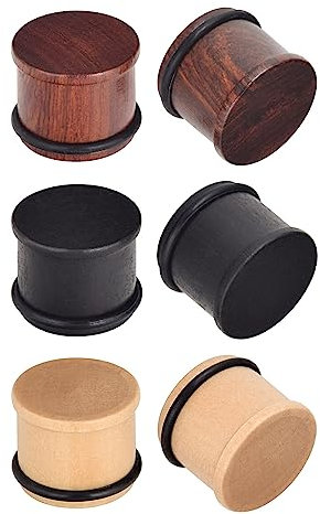 Longbeauty 6 Stück Holz Flesh Tunnel Plugs Set Ohr Stretcher Expander Ohrpiercing Schmuck mit O-Ring, 16mm