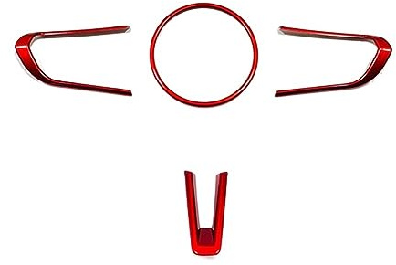 DENGG Auto Lenkrad Abdeckung Carbon Rot Silber Schalter Aufkleber Rahmen Trim Für Mazda 3 MX-30 CX-50 CX-60 CX-30 Zubehör 2022-2023(Red 123)