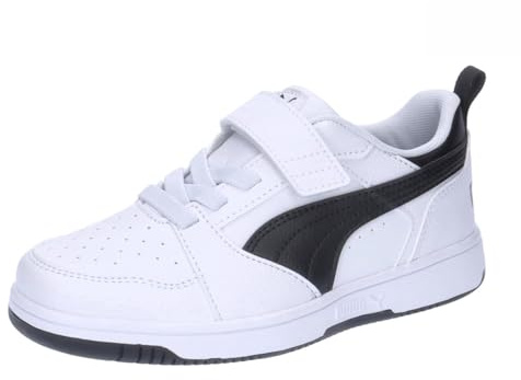 Puma Unisex Kids Rebound V6 LO AC+ PS Sneaker, Puma White-Puma Black-Puma Black, 35 EU