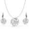 Crystalline Azuria Rose Blumen Kristalle Schmuck-Set Halskette Anhänger 45 cm Leverback Ohrringe 18 kt Weiß Vergoldet für Damen