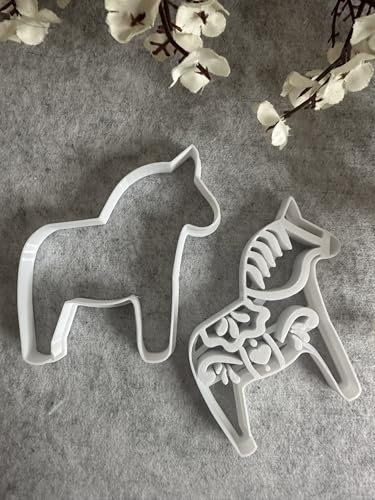 Dalapferd Ausstechform Cookie Cutter, Ausstecher inkl. Stempel (weiß, L: 9,8 x 10,4 x 1,2 cm)