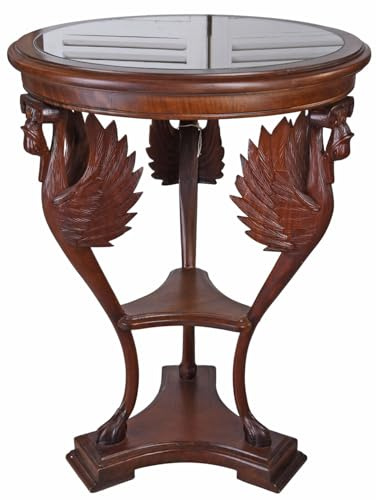 Beistelltisch Barock „Chateau Royal“ Mahagoni Massivholz rund mit Glasplatte 82x60 cm Handarbeit Stilmöbel Antikstil geschnitzt Sofatisch Unikat lup066 Palazzo Exklusiv