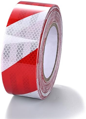 VntMQP 5CMX25M Selbstklebend Klebeband Rot Weiß Warnaufkleber Reflektorband Klebeband Reflektierend Reflektierende Aufkleber für Sicherheit Warnung