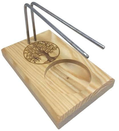 Quemador de Palo Santo de Madera con Soporte de Metal - Incensario para Yoga, Meditación y Purificación - Porta Incienso Seguro y Estético - para Quemar Madera Sagrada 100% Natural (ÁRBOL DE LA Vida)