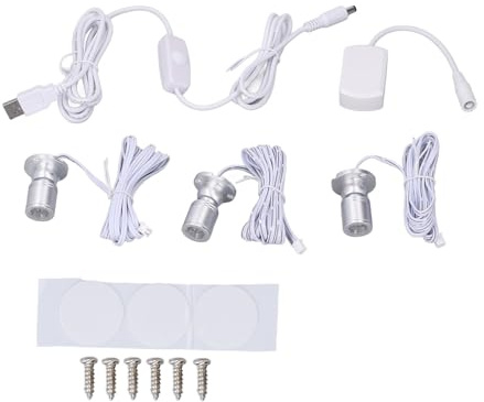 Mini-Vitrinen-Display-Licht, Mini-LED-Spot-Lichter, Langes Kabel, Aluminiumgehäuse, Verstellbarer Winkel 1 Bis 3, für Schmuck (Warmes Licht)