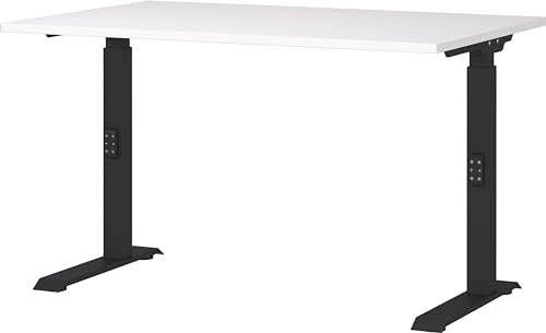 Germania Schreibtisch 7910-614, in Weiß/Schwarz, me. höheneinst., 120 x 91 x 80 cm (BxHxT)