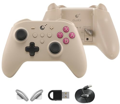 Gulikit KK3 Pro Controlador Inalámbrico para Switch OLED, Controlador Bluetooth para PC/Steam Deck, Joysticks/Disparadores Hall, Tasa Sondeo 1000Hz, Vibración Maglev/Rotor/HD, Adaptador Hyperlink (GB)