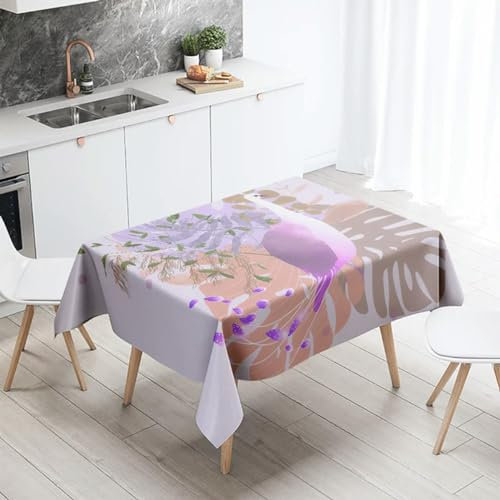 Tischdecke mit Monstera-Motiv, grüne Pflanze, fleckenabweisend, wasserdicht, rechteckig, für Küchentisch, Heimdekoration, 9–140 x 240 cm