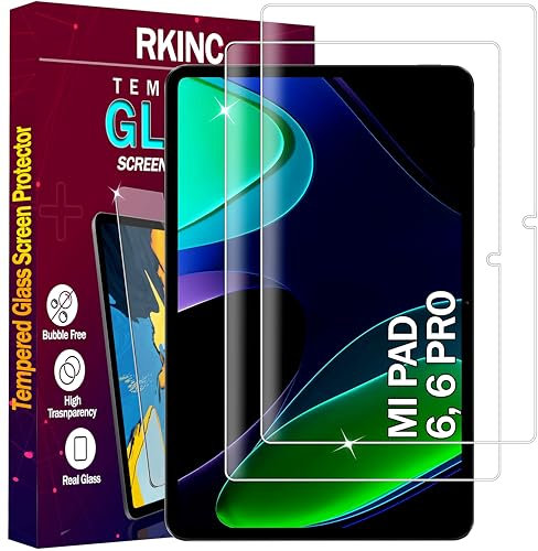 RKINC Protector pantalla [2 Piezas] para Xiaomi Mi Pad 6/Mi Pad 6 Pro (11 pulgadas, Modell 2023), Cristal templado película de vidrio, 9H 0.33 mm [Anti-rasguño][Anti-rotura][Sin burbujas]
