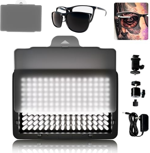 MO MOLONG Polarisiertes LED-Tattoo-Licht Mit Tattoo-Vision-Linsen Und Extra Rahmen Für Außergewöhnliche Klarheit, Beseitigt Schatten, Um Jedes Detail Höchster Präzision Zu Sehen, Ständer Nicht Im