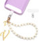 lasuroa 1 Set Handyband mit Perlen, Initialen Handyanhänger Band Abnehmbar Handykette mit Handyband Patch Freihändig Handyarmbandkette für Frauen Mädchen Geschenk (Buchstabe V)