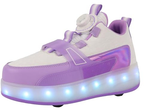 Generisch Schuhe mit Rollen für Jungen und Mädchen, Kinder Rollschuhe Dicke Sohle Schuhe mit Rollen,Turnschuhe Versenkbarer, 2-in-1 Roller Turnschuhe Skateboardschuhe