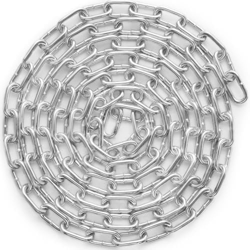 VEVOR Stahlkette Kohlenstoffstahl, 5mm x 3,04m, 498kg Tragfähigkeit, verzinkte Gliederkette mit zwei Schnellverbindern, Stahlkette für Hundekette, Hebe-Lastlager Kette zum Schleppen Aufhängen Camping