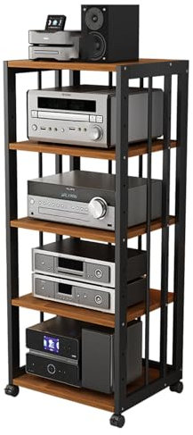 Altavoz de gabinete con Sistema de Bastidor estéreo de 43 Pulgadas de Alto con Estante Ajustable en Altura, Soporte para Consola de Videojuegos, Capacidad de Carga de 330 Libras, estantería