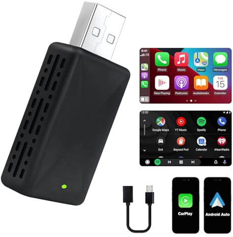 JDB TECH CarPlay Adaptador inalámbrico, CarPlay Inalámbrico Convierte Carplay alámbrico en Inalámbrico para iPhone y Android Compatible Coches 2016-2025