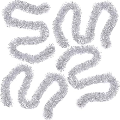 4 Stück Lametta Weihnachtsbaum,Lametta Girlande,Lametta Girlande Silber,Christbaumschmuck Weiß,Weihnachtsbaumgirlande,Weihnachtsdeko Girlande,für Weihnachtsbaum,Geburtstagsparty Dekoration