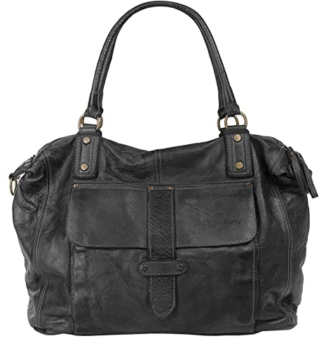 forty° Shopper XXL Echt Leder Damen Made in Italy, Vintage Handtasche, Umhängetasche aus Leder, große Ledertasche mit Reißverschluss