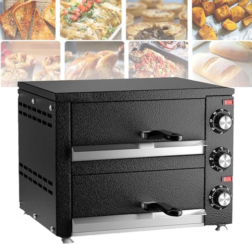 XCSCUK Tabletop Pizza Oven,Electric 2 Tier Pizza Oven,Commercial Stainless Steel Pizza Oven,with Timer, for Home Commercial
