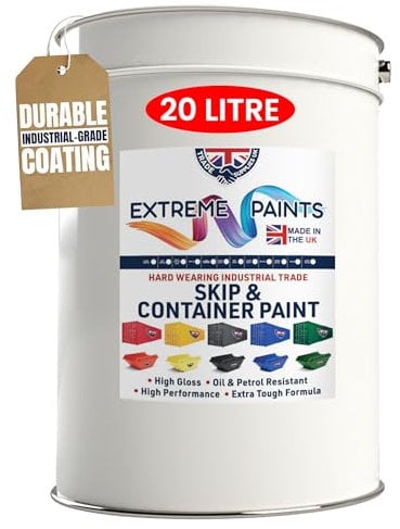 TRADE SUPPLIES UK - Extreme Skip & Container Industrial Paint – High Durability, Gloss Finish, Rust Inhibiting, Heavy-Duty Enamel Paint for Wood, Concrete & Metal - Mid Green, 20L