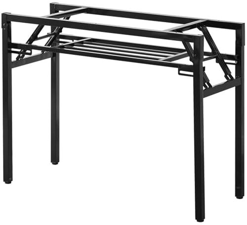 Pieds de table rectangulaires robustes en métal noir pour cuisine, salle à manger, salle à manger, conférence avec vis 98 cm x 38 cm x 73 cm