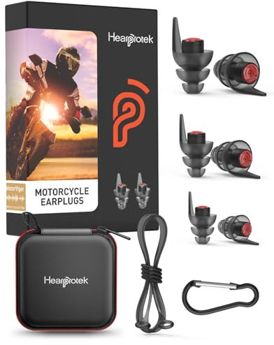 Hearprotek Motorrad Ohrstöpsel, 3 Paar Wiederverwendbare Ohrstöpsel für Gehörschutz, Komfortable Windgeräusch-Isolierung, Ideal für Motorradfahren,Rennen,Racing-Geschenke für Motorradliebhaber (24dB)
