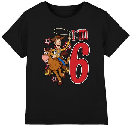 Toy Story Boy's Toy Story Birthday Woody I'm 6 Unisex Kids T Shirt T-Shirt