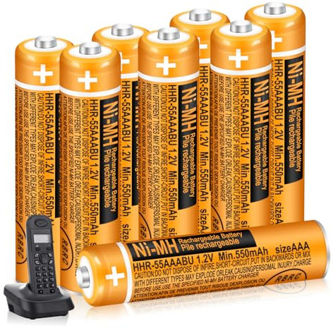 8 Pack 550mAh 1.2V HHR-55AAABU AAA NI-MH Rechargeable Batteries for Panasonic BT Gigaset Cordless Phones