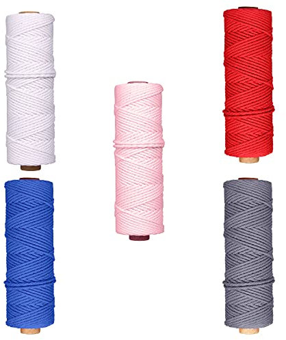 Set di 5 filati macramè, 2 mm x 500 m, filo macramè, filo macramè, filo per fai da te, decorazione per piante sospese